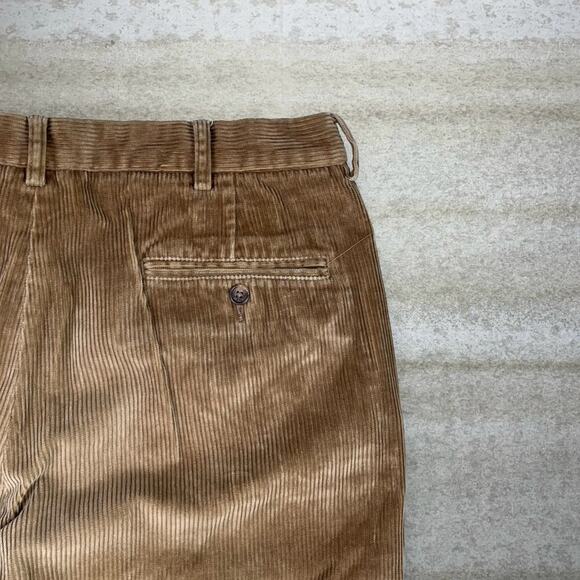 Vintage Brooks Brothers Corduroy Pants Tan Cotton Baggy Wide Leg Flat Front 90s - Picture 3 of 4
